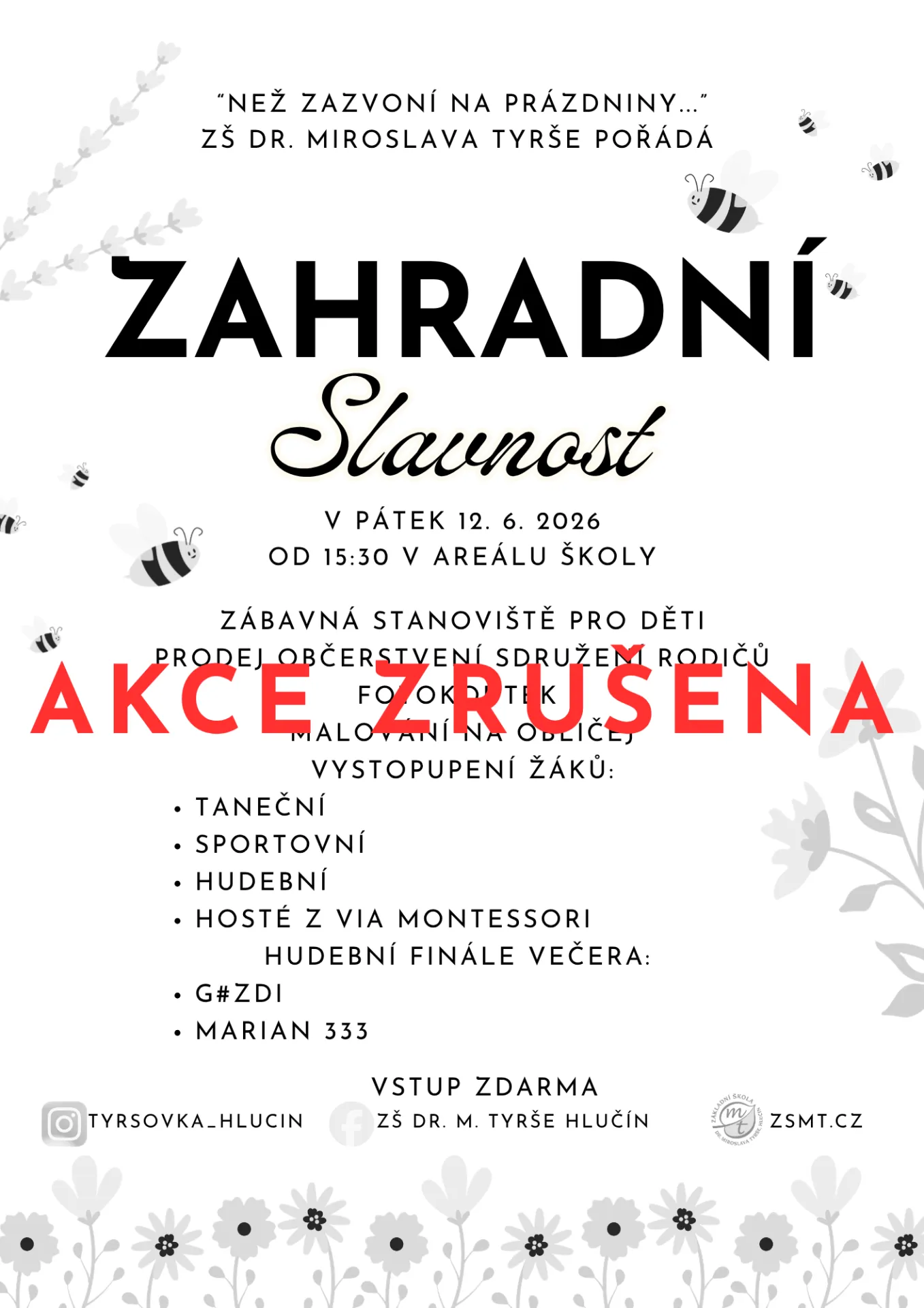 Zahradní slavnost se odkladá